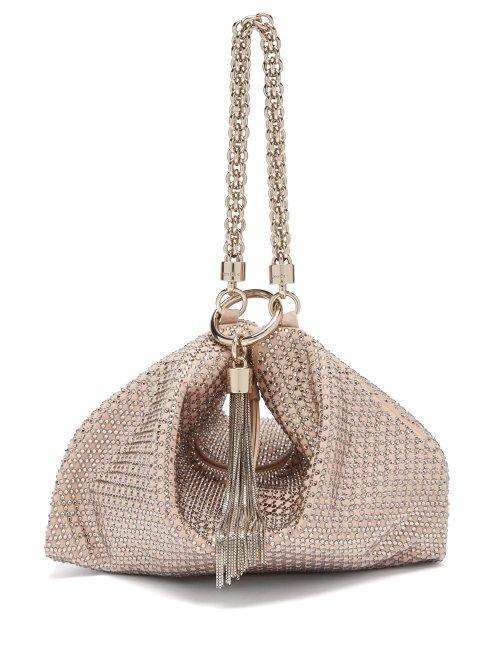 Matchesfashion.com Jimmy Choo - Callie Crystal Embellished Pink Suede Purse - Womens - Light Pink