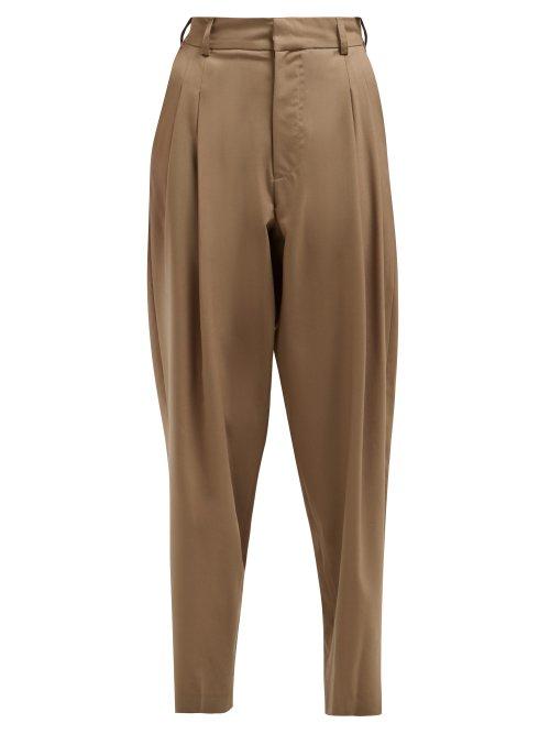 Matchesfashion.com Edward Crutchley - Wide Leg Tailored Wool Trousers - Womens - Beige