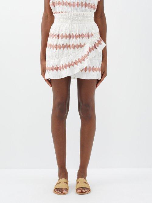 Boteh - Hera Embroidered Cotton-blend Mini Skirt - Womens - White Pink