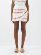 Boteh - Hera Embroidered Cotton-blend Mini Skirt - Womens - White Pink