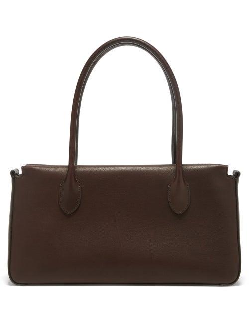 The Row - Grained-leather Medium Shoulder Bag - Womens - Dark Brown