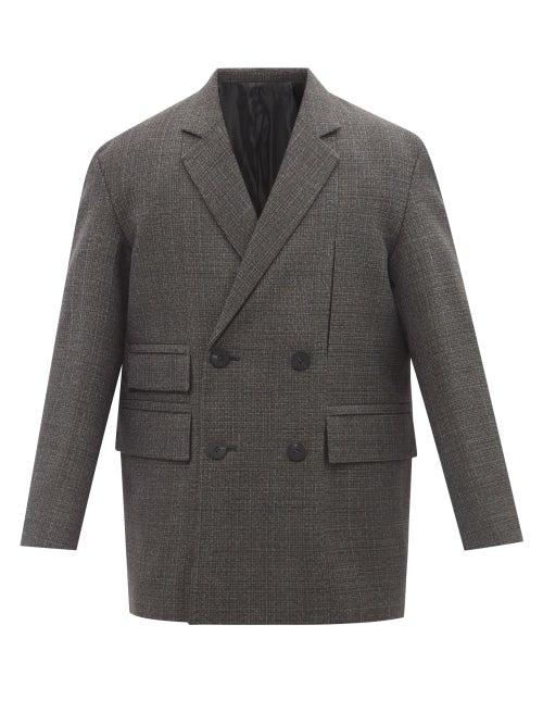 Wooyoungmi - Oversized Double-breasted Wool Blazer - Mens - Dark Grey