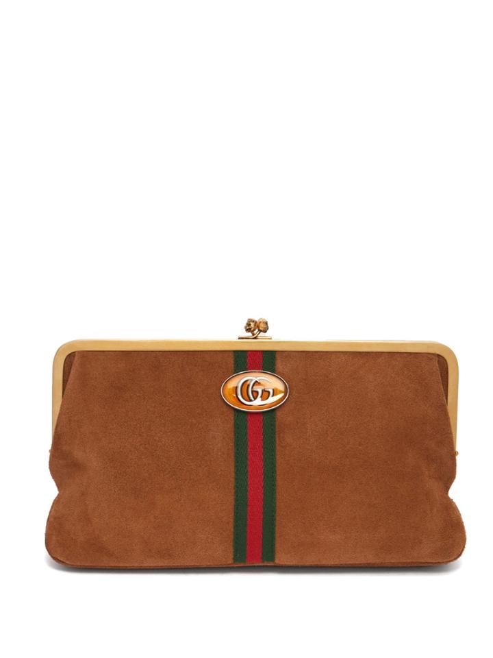 Gucci Ophidia Gg Suede Clutch Bag