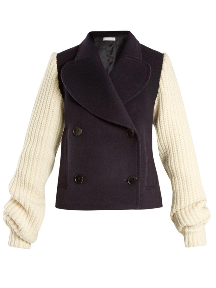 J.w.anderson Double-breasted Contrast-sleeve Wool-blend Coat