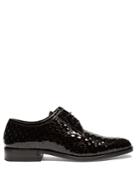Saint Laurent Montaigne Perforated Patent-leather Derby Shoes