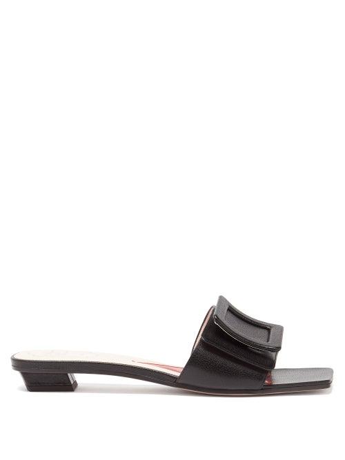 Matchesfashion.com Roger Vivier - Chips Buckled Leather Slides - Womens - Black