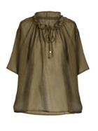 Albus Lumen Lola Gathered-neck Silk Shirt