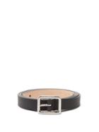 Matchesfashion.com Alexander Mcqueen - Logo Engraved Slim Grained Leather Belt - Mens - Black
