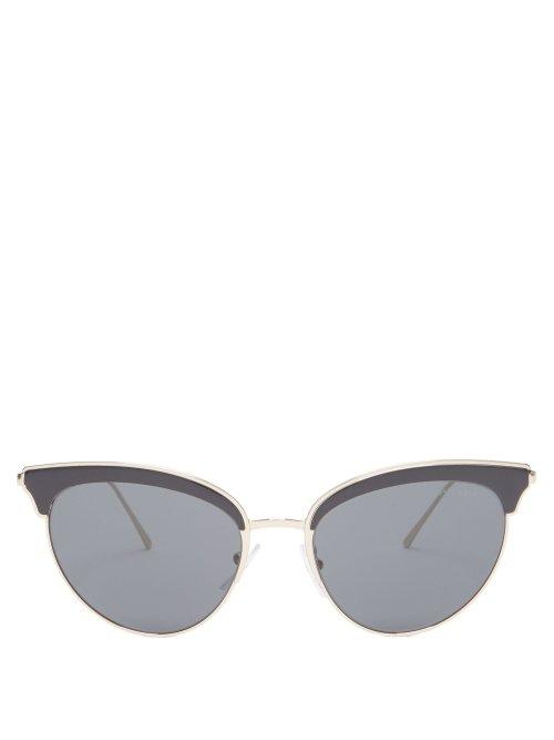 Matchesfashion.com Prada Eyewear - Cat Eye Acetate & Metal Sunglasses - Womens - Black