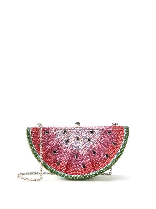 Judith Leiber - Watermelon Slice Crystal-embellished Clutch - Womens - Pink Multi