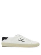 Matchesfashion.com Saint Laurent - Court Logo-embroidered Leather Trainers - Womens - White