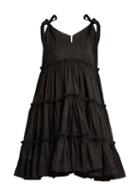 Matchesfashion.com Innika Choo - Tiered Ruffle Ramie Mini Dress - Womens - Black