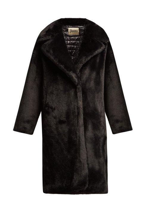 Matchesfashion.com Herno - Water Resistant Padded Faux Fur Coat - Womens - Black