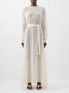 La Doublej - Cerere Belted Cotton-blend Gauze Dress - Womens - Light Beige