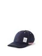 Thom Browne - Tricolour-stripe Cotton Baseball Cap - Mens - Navy