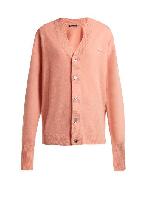 Matchesfashion.com Acne Studios - Neve Face Wool Cardigan - Womens - Light Pink