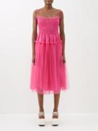 Molly Goddard - Curtis Shirred Tulle Dress - Womens - Mid Pink