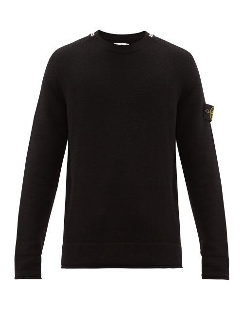 Matchesfashion.com Stone Island - Striped Wool Blend Sweater - Mens - Black