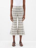 Lisa Marie Fernandez - Cropped Cotton-blend Tweed Flared Suit Trousers - Womens - Black White