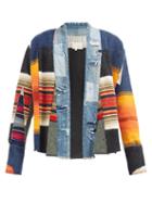 Matchesfashion.com Greg Lauren - Blanket Scrapwork Upcycled Denim & Wool Jacket - Mens - Blue