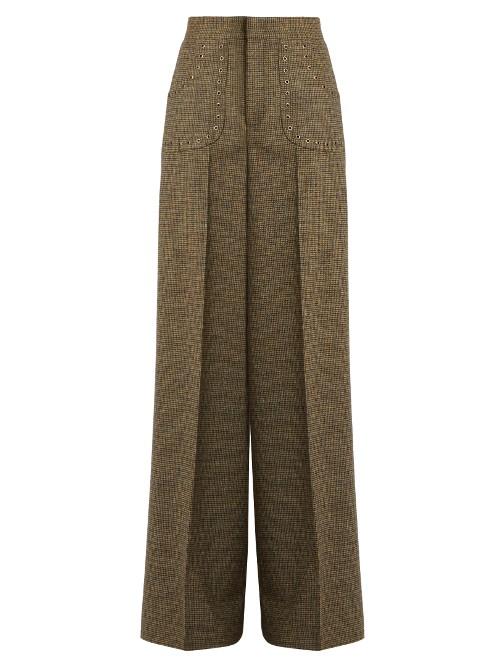 Redvalentino Eyelet-embellished Wool-tweed Trousers