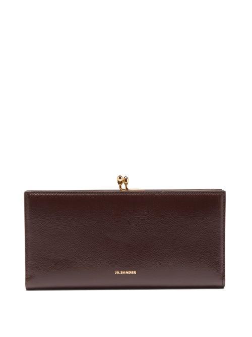Jil Sander - Goji Crackled-leather Continental Wallet - Womens - Dark Brown