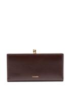 Jil Sander - Goji Crackled-leather Continental Wallet - Womens - Dark Brown