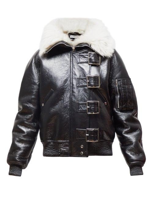 Matchesfashion.com Altuzarra - Durham Shearling Lined Leather Aviator Jacket - Womens - Black