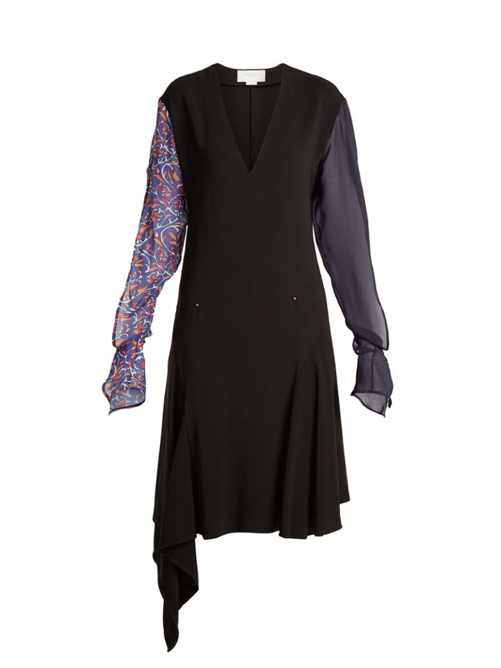 Esteban Cortázar Contrast-sleeve V-neck Stretch-crepe Dress