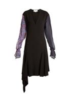 Esteban Cortázar Contrast-sleeve V-neck Stretch-crepe Dress