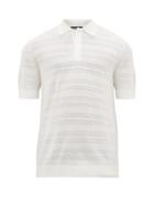 Matchesfashion.com Frescobol Carioca - Perforated Lace Knitted Merino Wool Polo Shirt - Mens - White