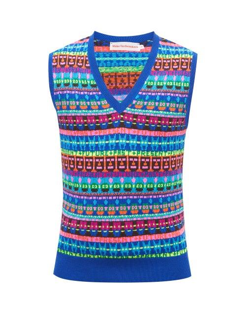 Walter Van Beirendonck - Striped Merino-wool Sleeveless Sweater - Mens - Multi