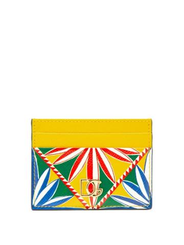 Ladies Accessories Dolce & Gabbana - Frigo-print Leather Cardholder - Womens - Yellow Multi