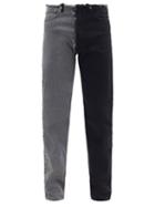 Matchesfashion.com Maison Margiela - Two-tone Frayed Slim-leg Jeans - Mens - Black Grey