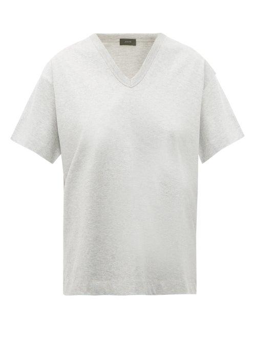 Matchesfashion.com Joseph - Perfect Logo Embroidered Cotton T Shirt - Womens - Grey