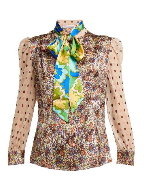 Matchesfashion.com Edeltrud Hofmann - Sofi Silk Charmeuse Blouse - Womens - Brown Multi