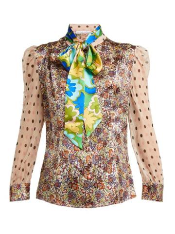 Matchesfashion.com Edeltrud Hofmann - Sofi Silk Charmeuse Blouse - Womens - Brown Multi