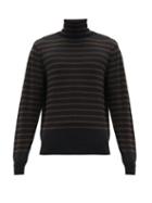 Matchesfashion.com Takahiromiyashita Thesoloist. - Roll-neck Striped Wool Sweater - Mens - Black