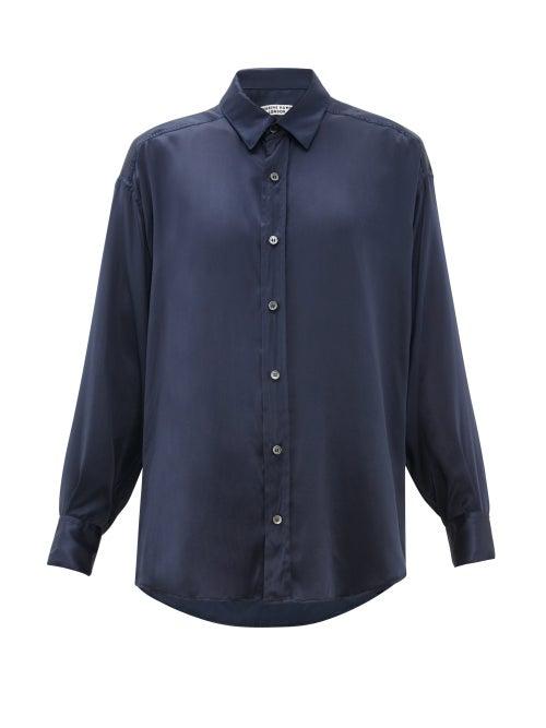 Matchesfashion.com Katharine Hamnett London - Nicola Silk Satin Shirt - Womens - Navy