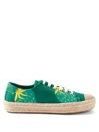 Jw Anderson - Printed-canvas Espadrilles Trainers - Mens - Green