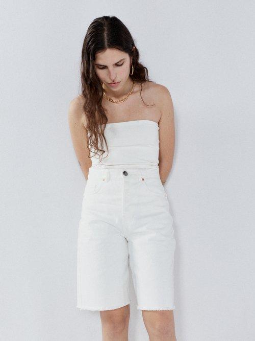 Raey - Double Layer Jersey Bandeau Top - Womens - Ivory