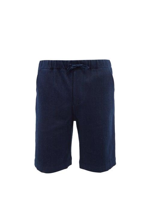 11.11 / Eleven Eleven - Drawstring-waist Denim Shorts - Mens - Blue