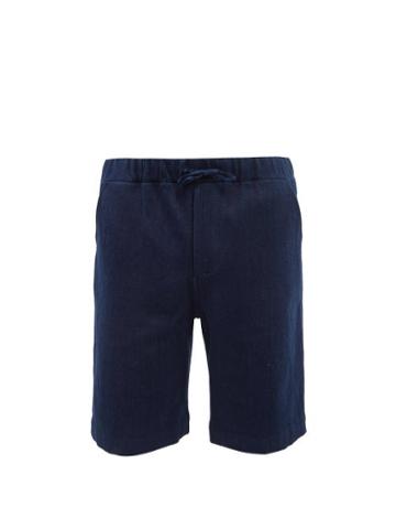 11.11 / Eleven Eleven - Drawstring-waist Denim Shorts - Mens - Blue
