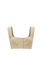 Le Kasha - Jirja Linen Cropped Top - Womens - Khaki