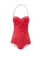 Matchesfashion.com Adriana Degreas - Polka-dot Halterneck Swimsuit - Womens - Red Print