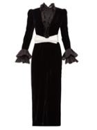 Matchesfashion.com Alessandra Rich - Ruffled Silk Organza And Velvet Dress - Womens - Black White