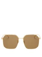 Matchesfashion.com Bottega Veneta - Square Metal Sunglasses - Womens - Gold