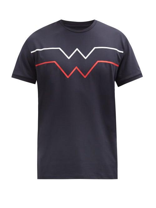 Matchesfashion.com Bogner - Avino Wave-stripe Technical Jersey T-shirt - Mens - Navy