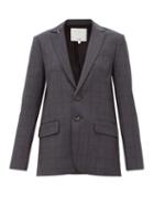 Matchesfashion.com Tibi - Windowpane Check Wool Blend Blazer - Womens - Dark Grey