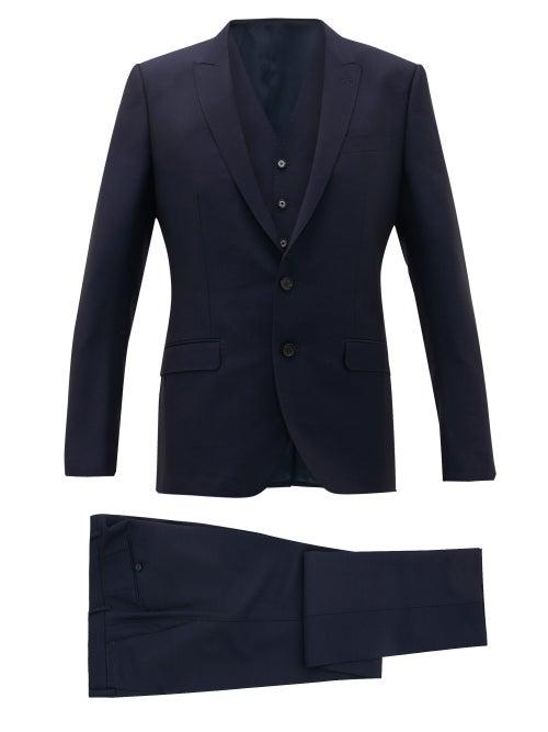 Matchesfashion.com Dolce & Gabbana - Martini-fit Virgin Wool-blend Three-piece Suit - Mens - Navy